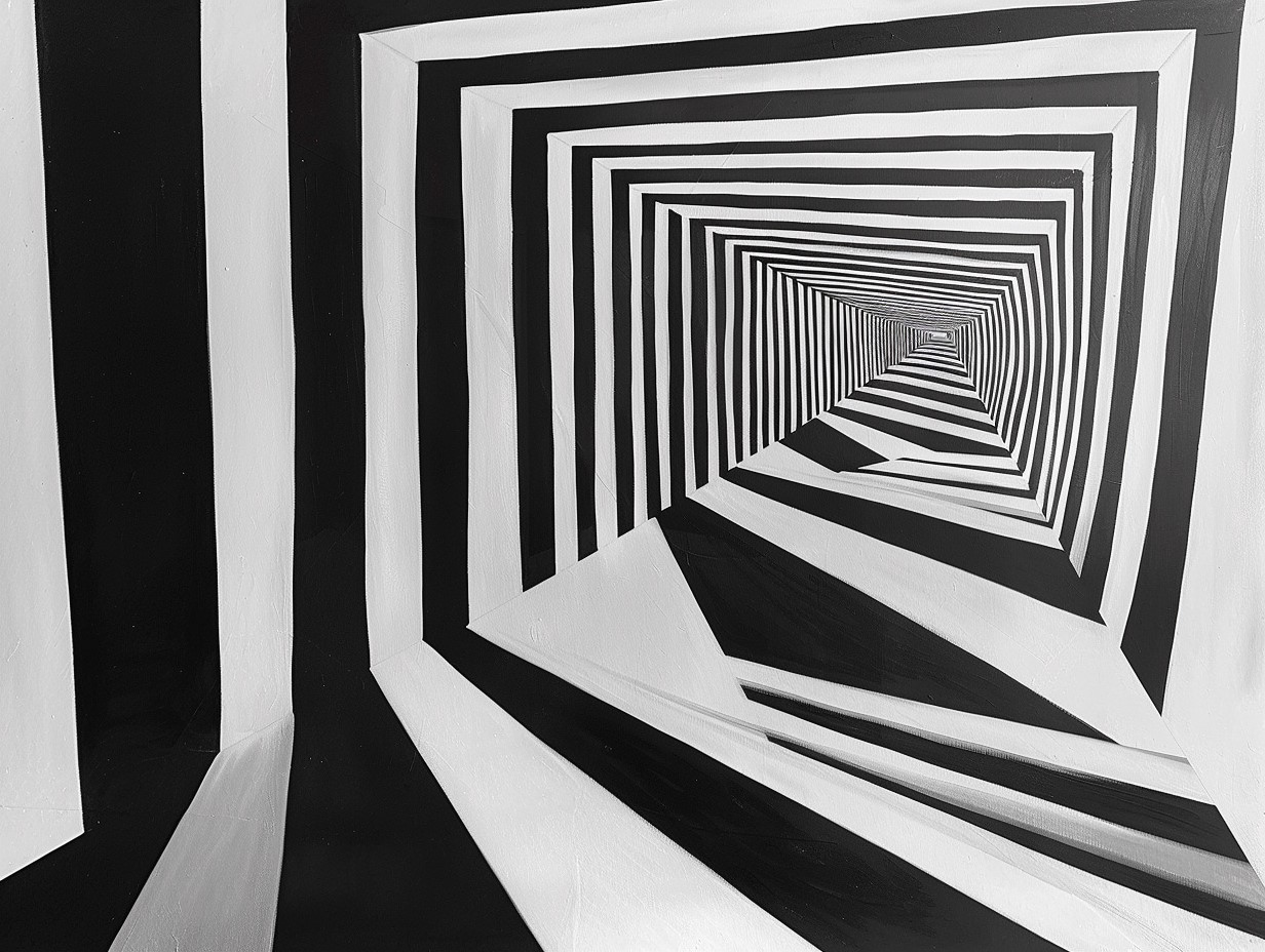 Exemple visuel de l'illusion de Ponzo avec des lignes créant une perspective convergente